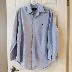 Polo Ralph Lauren Shirt 15.5 32/33 Blue Plaid Button Down Cotton Navy Pony Logo